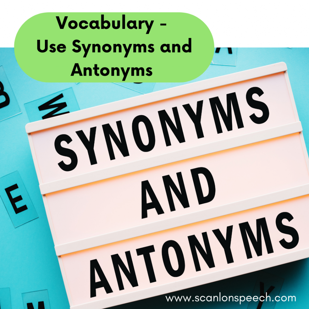 Vocabulary Synonyms And Antonyms Scanlon Speech Therapy 