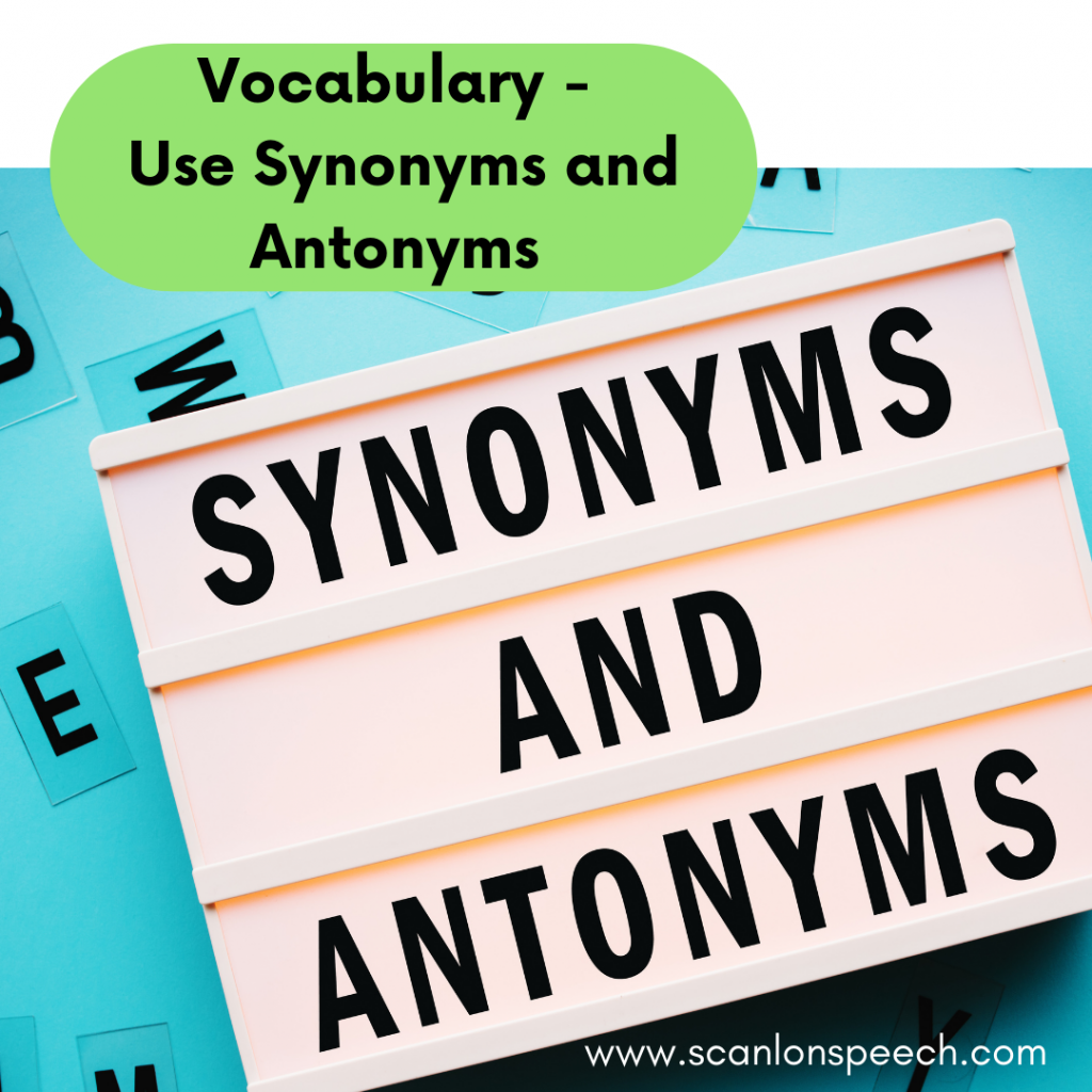 Vocabulary Synonyms And Antonyms Scanlon Speech Therapy