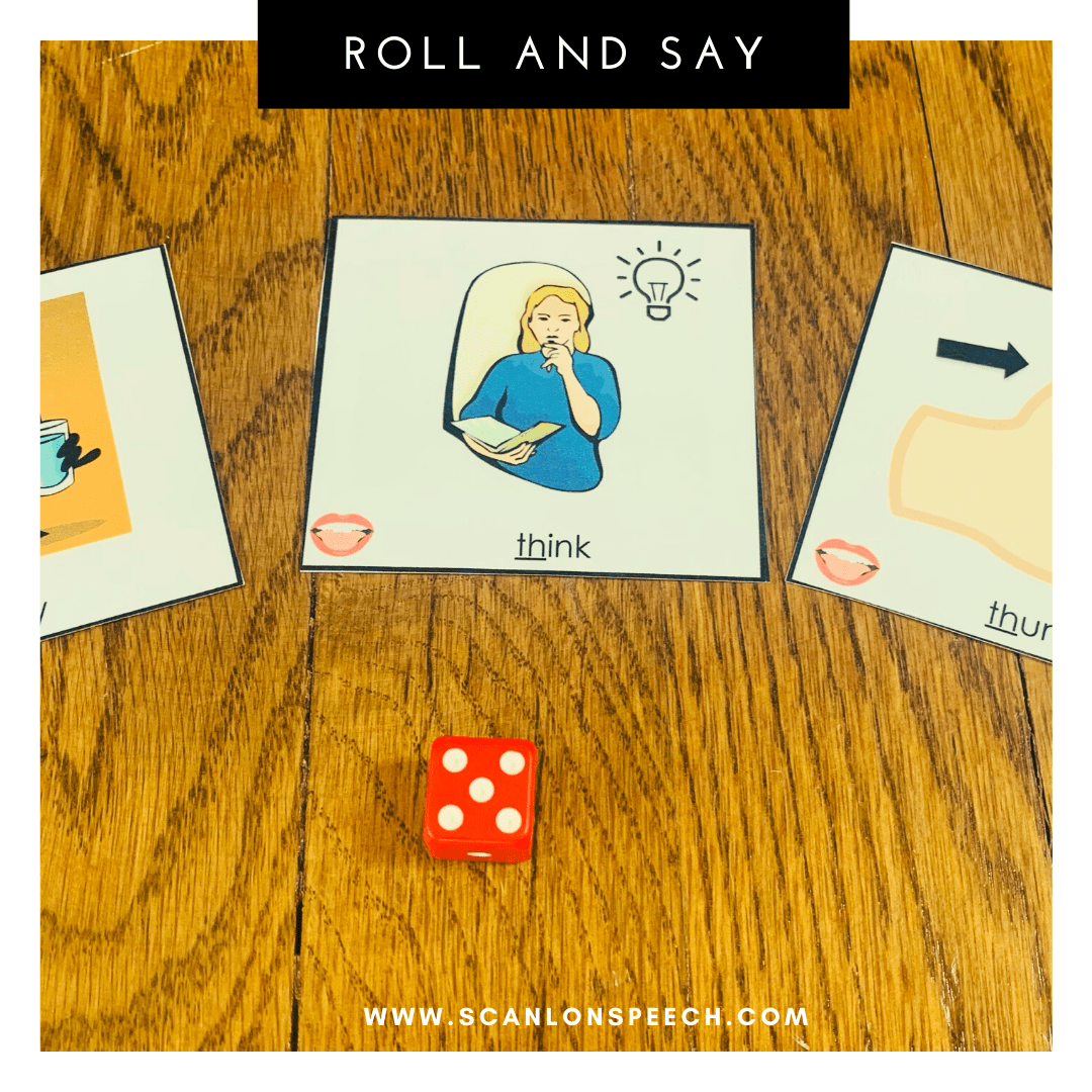 Roll and Say - a fun way to elicit multiple repetitions during your articulation speech therapy sessions. 