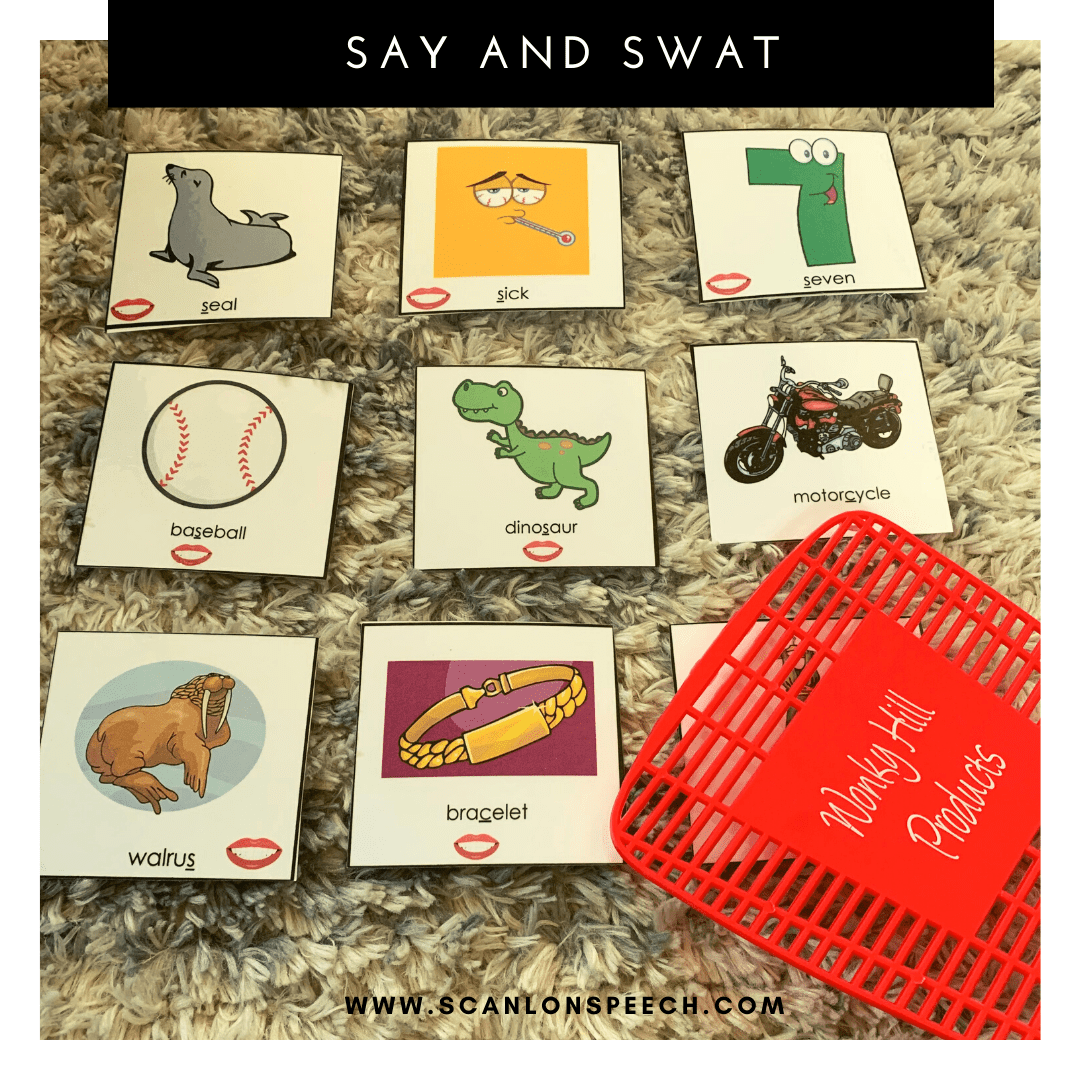 Say and Swat - a fun way to elicit multiple repetitions during speech therapy sessions. 